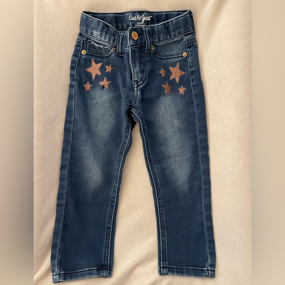 Cat & Jack Kids' Blue Jeans with Star Accents